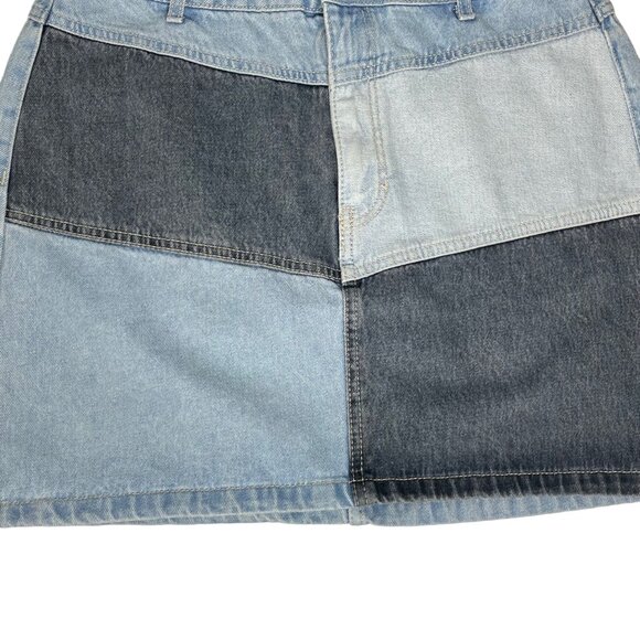 Wild Fable Patchwork Denim Skirt Womens Size 6 Blue Casual - Picture 4 of 7